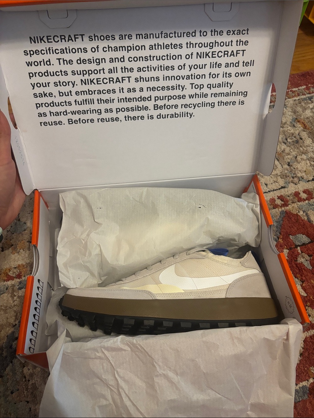 Nike Men’s Tom Sachs Limited Ed Beige and White Trail-Inspired Low-Top Sneaker